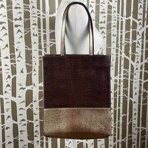Patricia Nash Metallic Gold Color Block Tote Bag